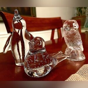 Vintage MCM Art Glass Animal Figurines Set, excellent detail & condition